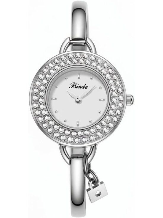 Binda Women\'s Silver White Quartz Stainless Steel Bracelet Elegant Dial Watch